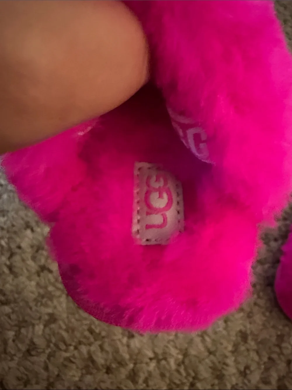 Uggs Fuchsia Furry Slip-On Slippers
